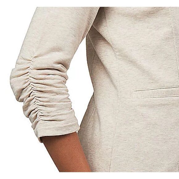 Susan Graver Womens 3X Brushed French Terry Boyfriend Jacket Gray Pockets NWT - Picture 3 of 4